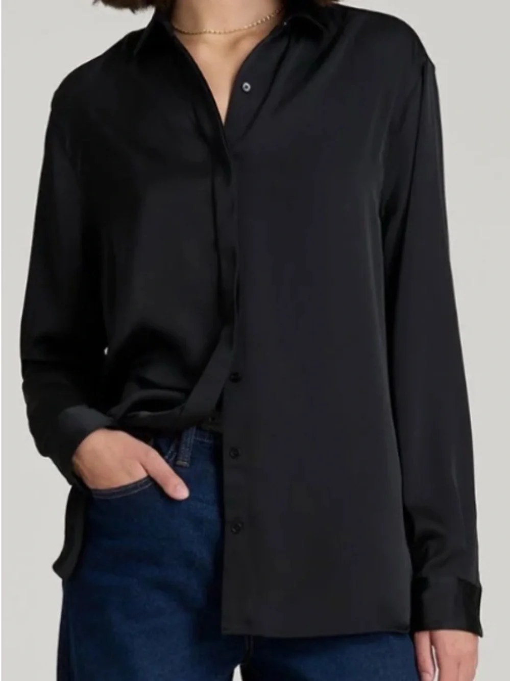 Maison d'Amélie Black Satin Top with Branded Tag